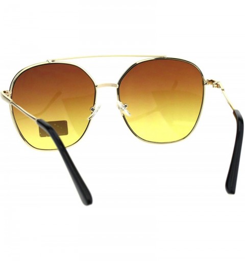 Aviator Womens Sunglasses Square Flat Top Bridge Fashion Aviators UV 400 - Gold (Brown Yellow) - C418IRZTKE8 $12.02