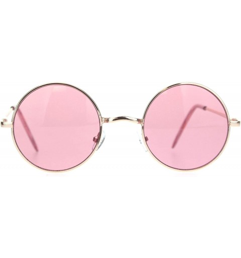 Round Mens Hippie Color Round Circle Lens Hipster Metal Rim Sunglasses - Gold Pink - CE18Q3DXAIZ $8.89
