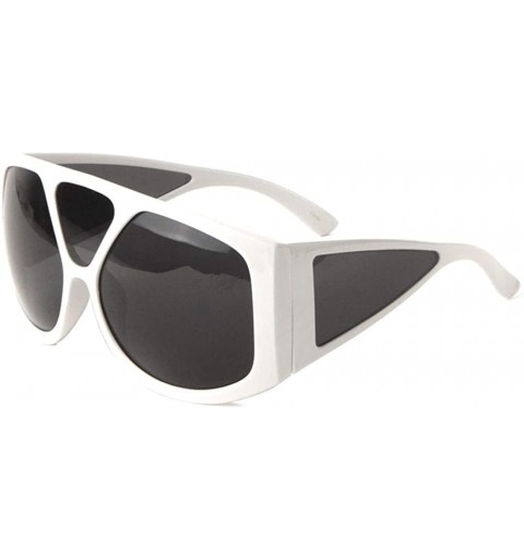 Shield Three Frontal Lens Temple Lens Shield Sunglasses - White - CN198LMGMUE $12.13