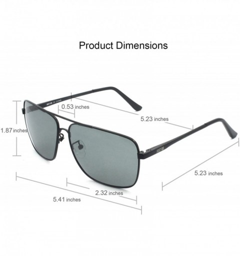Sport Classic Rectangle Aviator Sunglasses Polarized 100% UV protection - Black Frame Grey Lens - CV128EAWFQZ $12.19