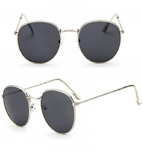 Oversized Women Men Round Sunglasses Brand Designer Red Yellow Sun Glasses Alloy Black - Gray - CE18XE0067Y $7.27