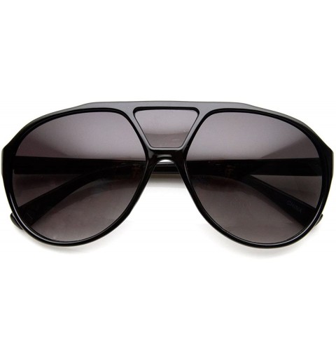 Aviator Large Teardrop Bridge Lens Retro Plastic Aviator Sunglasses (Black Smoke) - CQ11DV2YSM7 $10.60