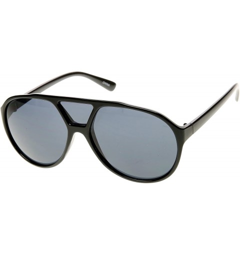 Aviator Large Teardrop Bridge Lens Retro Plastic Aviator Sunglasses (Black Smoke) - CQ11DV2YSM7 $10.60