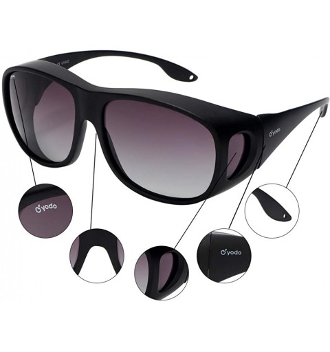 Wrap Yodo Fit Over Glasses Sunglasses with Polarized Lenses for Men and Women - Black Frame/ Gray Purple Lens - CP18SY75ELM $...