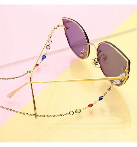 Aviator Women Eyeglass Chain Sunglasses Mirrored Lens Shades Strap Holder Necklace Glasses Retainer Glasses Case +Cloth - CU1...