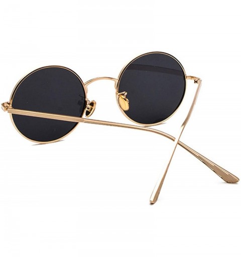 Aviator Classic Men Round Sunglasses Women Metal Frame UV400 Sun Glasses Men Female Fashion Eyewear - C8 Black-clear - CE198Z...