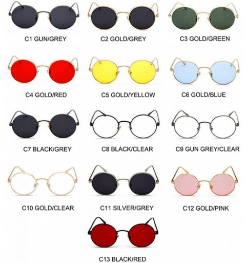 Aviator Classic Men Round Sunglasses Women Metal Frame UV400 Sun Glasses Men Female Fashion Eyewear - C8 Black-clear - CE198Z...
