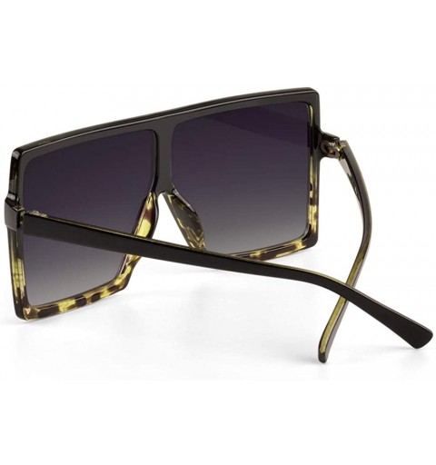 Shield Ultralight Square Oversized Sunglasses Classic Fashion Style 100% UV Protection for Women Men - Black Leopard - CS18E8...