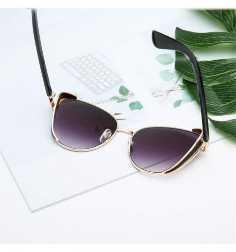 Cat Eye Women's Fashion Cat Eye Shade Sunglasses Integrated Stripe Vintage Glasses 2019 Fashion - Gray - C818TL9W890 $11.15