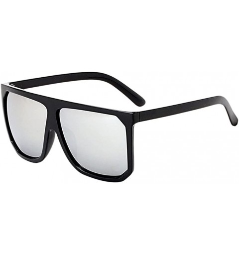 Square Large Square Frame UV Blocking Eye Protection Sunglasses for Unisex Daily - Silver - CC18CYSLD86 $15.28