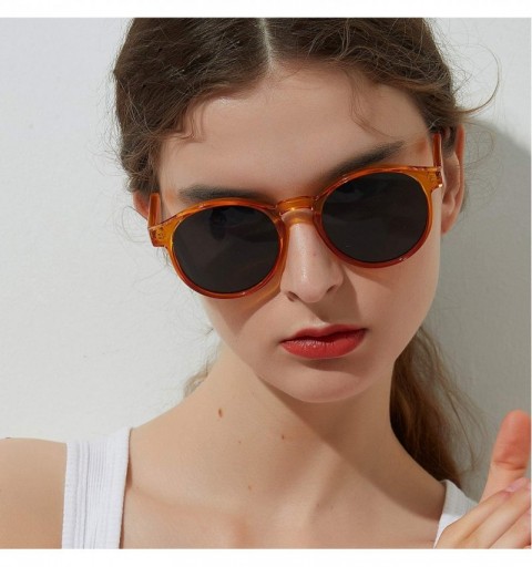 Oval Retro Women Sunglasses Transparent Round Men Vintage Circle Eyeglasses Brand Classic Lentes De Sol Mujer S1090 - CA197Y7...