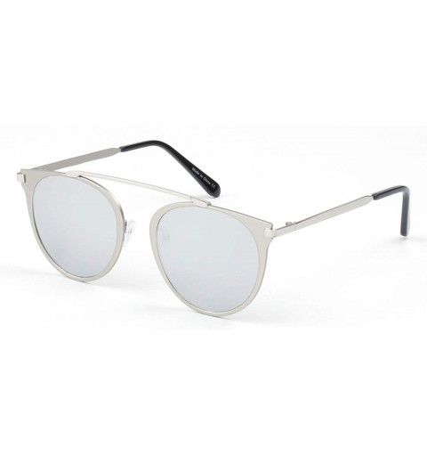 Goggle Women Metal Retro Brow-Bar Round Cat Eye UV Protection Fashion Sunglasses - Silver - CL18WUCUXXY $17.05