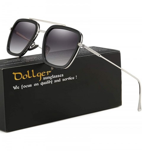 Sport Vintage Aviator Square Sunglasses for Men Women Gold Frame Retro Brand Designer Classic Tony Stark Sunglasses - C218WC0...