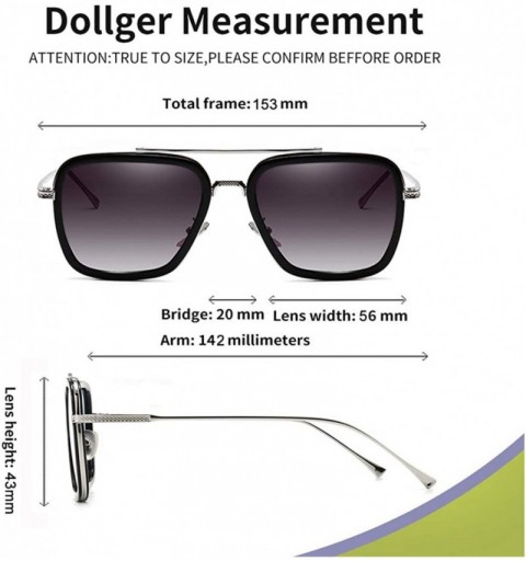 Sport Vintage Aviator Square Sunglasses for Men Women Gold Frame Retro Brand Designer Classic Tony Stark Sunglasses - C218WC0...