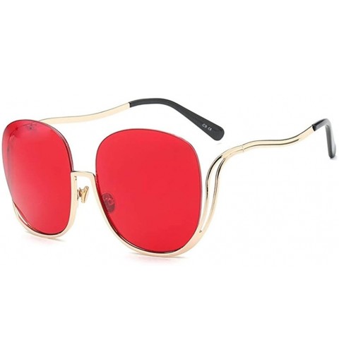 Rimless Oval Rimless Sunglasses Women Fashion Retro Sun Glasses Female Metal Frame Gradient Oculos UV400 - C1 Gold Grey - CK1...