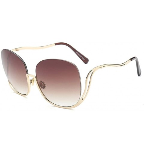 Rimless Oval Rimless Sunglasses Women Fashion Retro Sun Glasses Female Metal Frame Gradient Oculos UV400 - C1 Gold Grey - CK1...