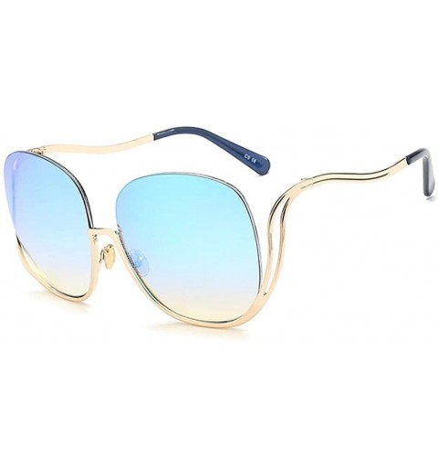 Rimless Oval Rimless Sunglasses Women Fashion Retro Sun Glasses Female Metal Frame Gradient Oculos UV400 - C1 Gold Grey - CK1...