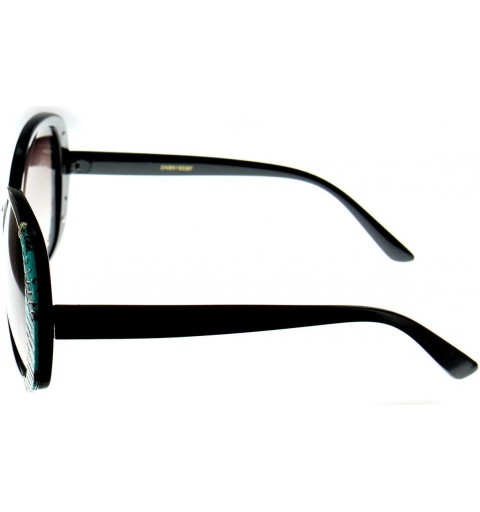 Oversized Paparazzi Women's Oversized Round Bifocal Reader Sunglasses with Animal Print (Turqoise +2.50) - Turquoise - CG18G3...