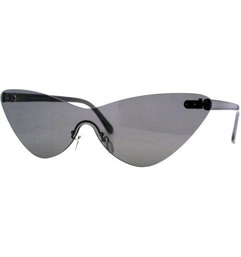 Rimless Rimless Cateye Sunglasses Womens Thin Monoblock Translucent Frame UV400 - Black - CX18DKO6280 $10.82