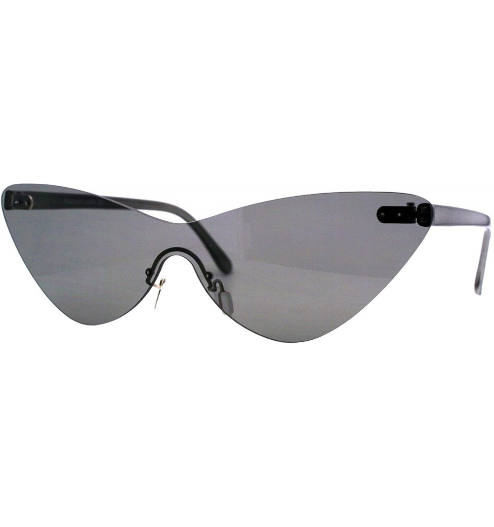 Rimless Rimless Cateye Sunglasses Womens Thin Monoblock Translucent Frame UV400 - Black - CX18DKO6280 $10.82