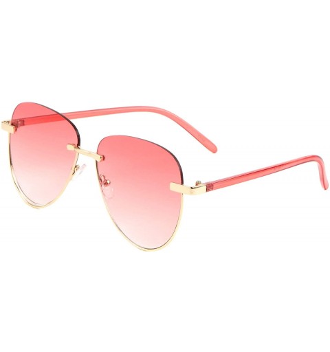 Rimless Semi Rimless Round Floating Lens Sunglasses - Pink Crystal - CR197NMATC3 $17.08