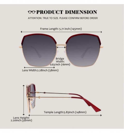 Square Vintage Oversized Polarized Sunglasses for Women irregular Square Frame Shades-FZ53 - CV18TH2SSSC $12.90