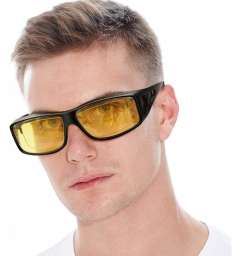 Wrap Glasses Prescription Polarized Driving - Matte Black Frame/ Yellow Lens Night-vision Glasses - C1180S7OW7N $17.02