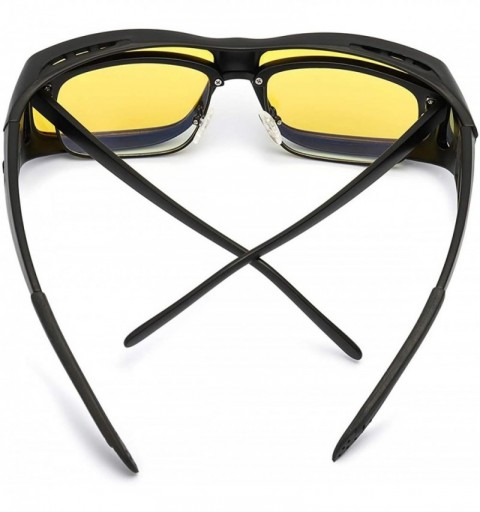 Wrap Glasses Prescription Polarized Driving - Matte Black Frame/ Yellow Lens Night-vision Glasses - C1180S7OW7N $17.02