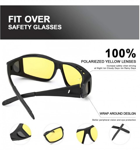 Wrap Glasses Prescription Polarized Driving - Matte Black Frame/ Yellow Lens Night-vision Glasses - C1180S7OW7N $17.02