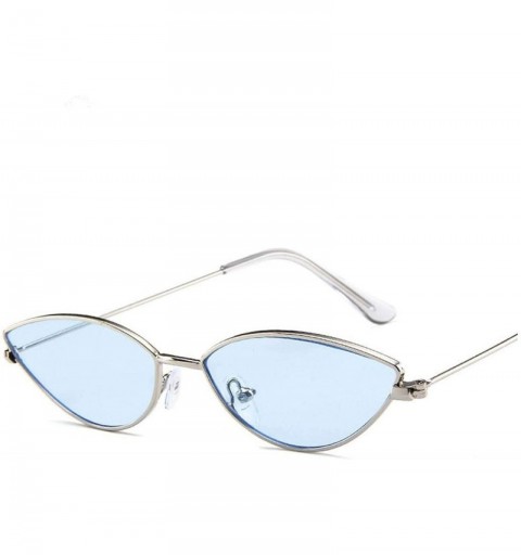 Cat Eye Cute Sexy Cat Eye Sunglasses Women Metal Frame Fashion Vintage Gradient Sun Glasses UV400 Shades - Blue - CA197A2QMRA...