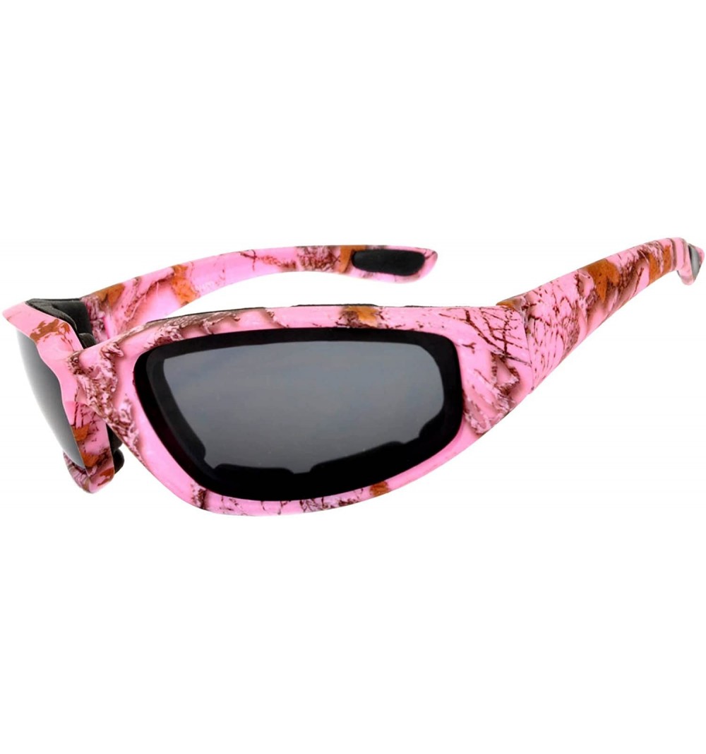 Goggle Motorcycle CAMO Padded Foam Sport Glasses Colored Lens One Pair - Camo_smoke_lens_pink_frame - CE182HLXZ9X $8.53