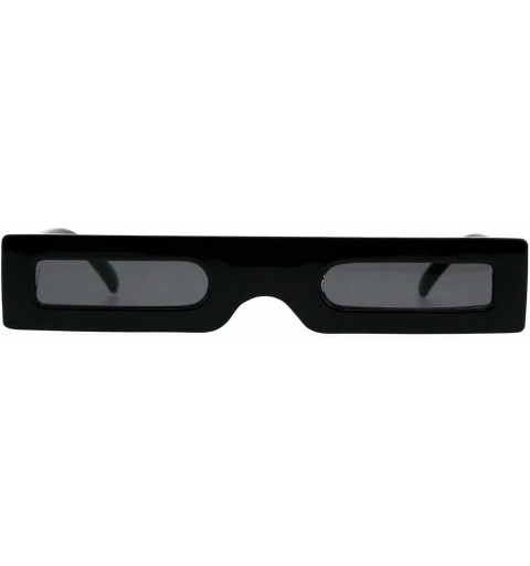 Rectangular Super Skinny Futuristic Sunglasses Flat Rectangular Frame Unique Fashion - Black - C218K24HRRA $12.67