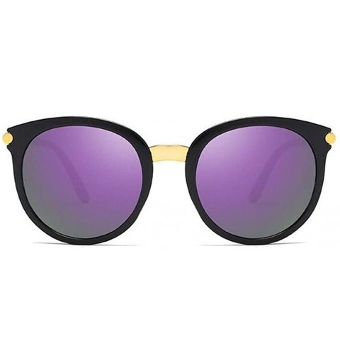 Round Retro Round Sunglasses Women Black Female Sun Glasses Lady - Blackgray - CB199QCAIM6 $8.63