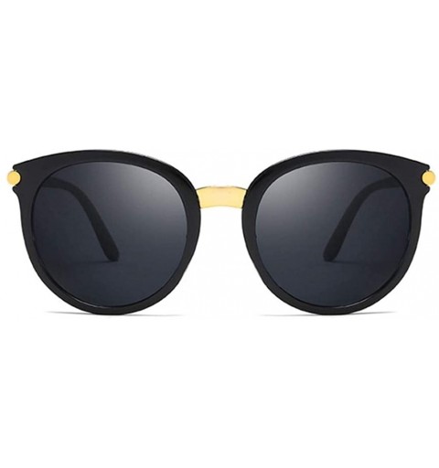 Round Retro Round Sunglasses Women Black Female Sun Glasses Lady - Blackgray - CB199QCAIM6 $8.63