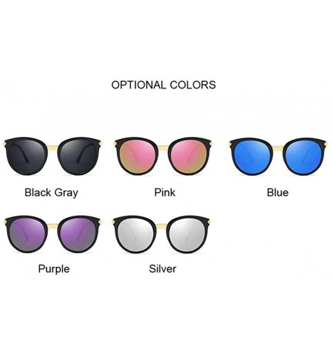 Round Retro Round Sunglasses Women Black Female Sun Glasses Lady - Blackgray - CB199QCAIM6 $8.63