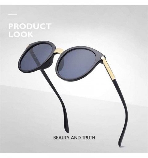 Round Retro Round Sunglasses Women Black Female Sun Glasses Lady - Blackgray - CB199QCAIM6 $8.63