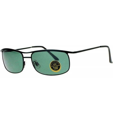 Oval Impact Resistant Glass Lens Sunglasses Metal Spring Hinge Frame Unisex - Black - C018060MNCZ $8.04