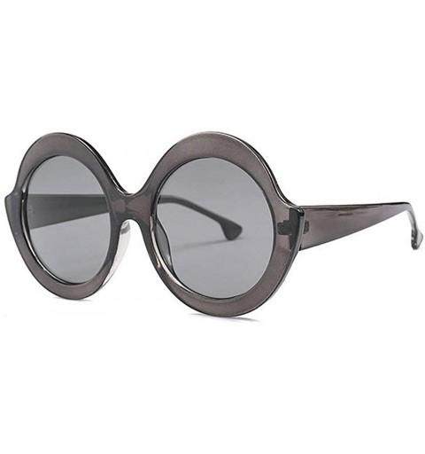 Round New round big box fashion street beat tide ladies retro UV400 protective sunglasses - Grey - C218LIT862W $11.12