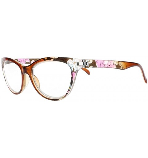 Cat Eye Women Multi-Color Cat Eye Flower Full Frame Reader Reading Glasses +1.00 ~ +4.00 - Brown - C718H5DXS6A $11.66