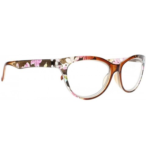 Cat Eye Women Multi-Color Cat Eye Flower Full Frame Reader Reading Glasses +1.00 ~ +4.00 - Brown - C718H5DXS6A $11.66