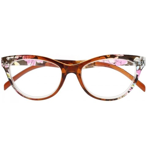 Cat Eye Women Multi-Color Cat Eye Flower Full Frame Reader Reading Glasses +1.00 ~ +4.00 - Brown - C718H5DXS6A $11.66