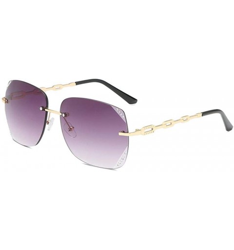 Aviator Hollow Frame Rimless Men Women Sunglasses Luxury Brand Design Gradient Gray - Gray - C718YLYOT5I $21.54