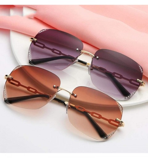 Aviator Hollow Frame Rimless Men Women Sunglasses Luxury Brand Design Gradient Gray - Gray - C718YLYOT5I $8.02