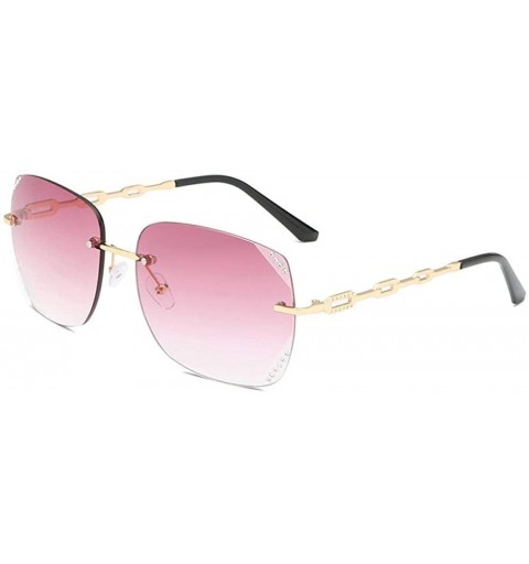 Aviator Hollow Frame Rimless Men Women Sunglasses Luxury Brand Design Gradient Gray - Gray - C718YLYOT5I $8.02