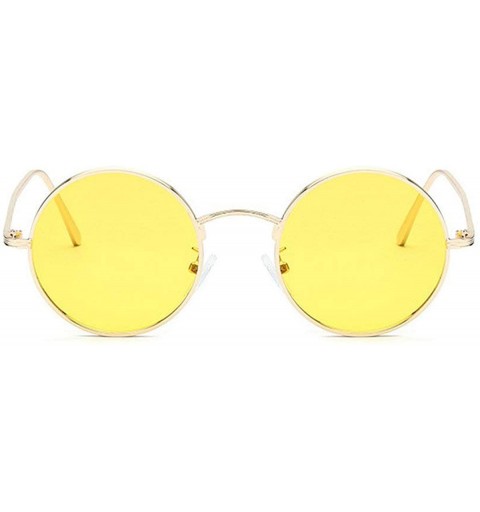 Round Fashion Punk Style Small Round Sunglasses Lady Vintage Men Metal Full Frame Sun Glasses UV400 - Yellow - C118RLS2RQ4 $1...