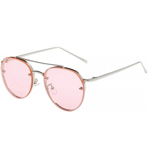 Rimless Fashion Circular Sunglasses Street Fashion Metal Frame Women Sunglasses - A - CF18S5ZO285 $11.52