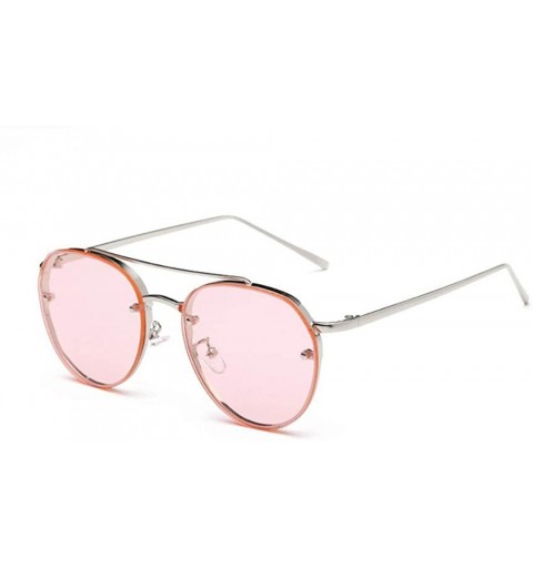 Rimless Fashion Circular Sunglasses Street Fashion Metal Frame Women Sunglasses - A - CF18S5ZO285 $11.52