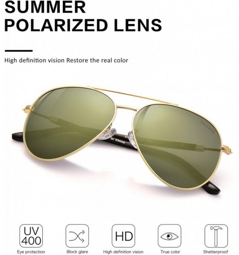 Wayfarer Sunglasses Men Women Aviator-Polarized 60mm Len Shades Metal Frame UV400 - Gold9 - C518E4T0I3L $28.56