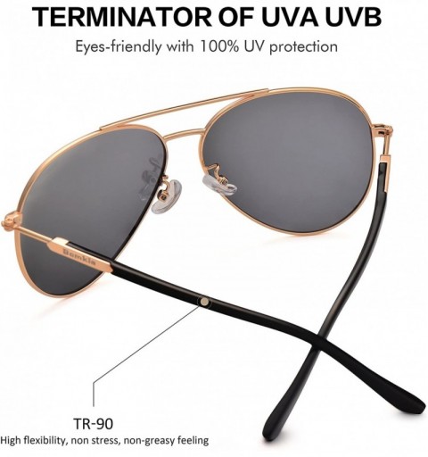 Wayfarer Sunglasses Men Women Aviator-Polarized 60mm Len Shades Metal Frame UV400 - Gold9 - C518E4T0I3L $18.39