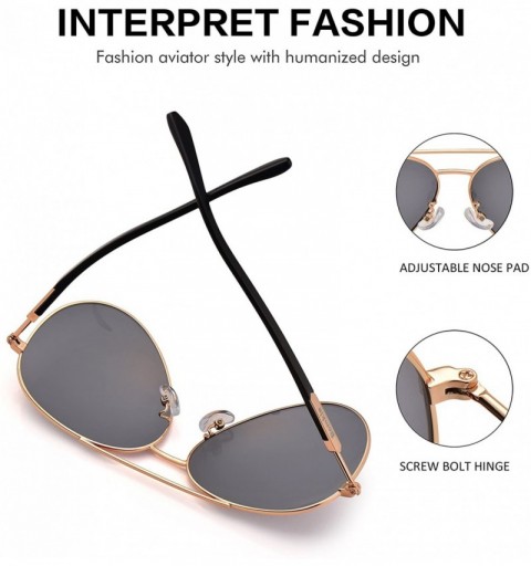 Wayfarer Sunglasses Men Women Aviator-Polarized 60mm Len Shades Metal Frame UV400 - Gold9 - C518E4T0I3L $18.39